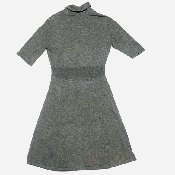 Calvin Klein Grey Sweater Dress Fit n Flare Shawl collar Med Midi Banded Waist - Picture 8 of 8